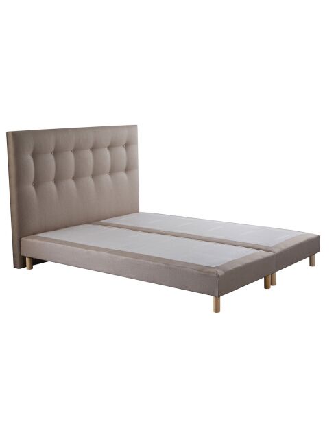 2 Sommiers tapissiers + tête de lit capitonnée Aube rose poudré - 180x200 cm