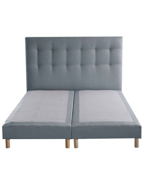 2 Sommiers tapissiers + tête de lit capitonnée Aube gris souris - 180x200 cm