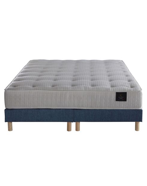 Ensemble Comète Matelas ressorts ensachés + Sommier bleu marine - 160x200 cm