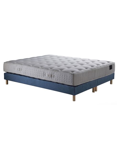 Ensemble Comète Matelas ressorts ensachés + Sommier bleu marine - 160x200 cm