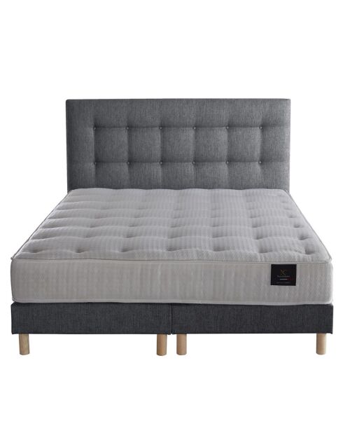 Materasso a molle insacchettate Comet Set + 2 molle scatolate + testiera imbottita grigio mouse - 180x200 cm