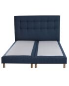 Ensemble Hécate Tête de lit capitonnée + Sommier + Matelas ressorts ensachés Mémoire de forme bleu marine - 180x200 cm
