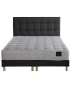 Ensemble Comète Matelas ressorts ensachés + 2 Sommiers + Tête de lit capitonnée gris anthracite - 160x200 cm
