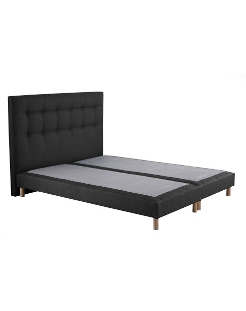 Ensemble Comète Matelas ressorts ensachés + 2 Sommiers + Tête de lit capitonnée gris anthracite - 160x200 cm