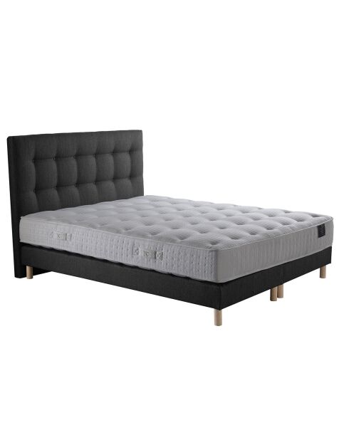 Ensemble Comète Matelas ressorts ensachés + 2 Sommiers + Tête de lit capitonnée gris anthracite - 160x200 cm