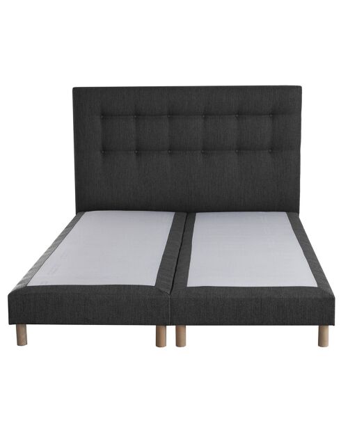 Ensemble Comète Matelas ressorts ensachés + 2 Sommiers + Tête de lit capitonnée gris anthracite - 160x200 cm