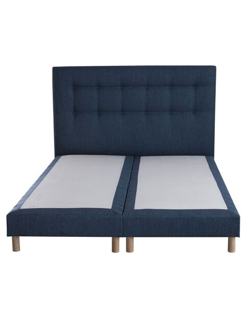 Ensemble Comète Matelas ressorts ensachés + 2 Sommiers + Tête de lit capitonnée bleu marine - 160x200 cm
