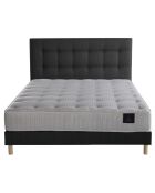 Ensemble Comète Matelas ressorts ensachés + Sommier + Tête de lit capitonnée gris anthracite - 140x190 cm