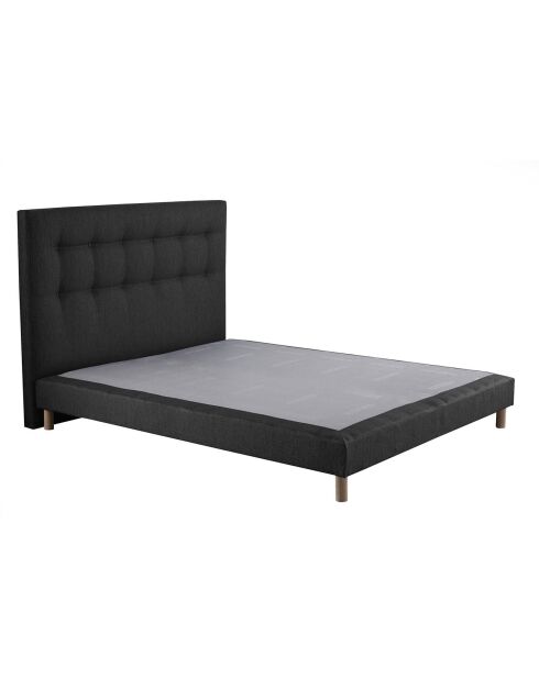 Ensemble Comète Matelas ressorts ensachés + Sommier + Tête de lit capitonnée gris anthracite - 140x190 cm