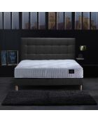 Ensemble Comète Matelas ressorts ensachés + Sommier + Tête de lit capitonnée gris anthracite - 140x190 cm