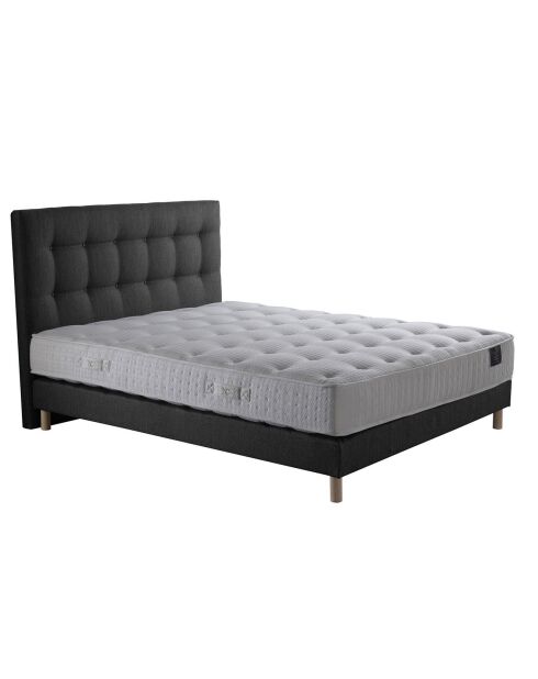 Set Comet: materasso a molle insacchettate + materasso a molle + testiera imbottita grigio antracite - 140x190 cm