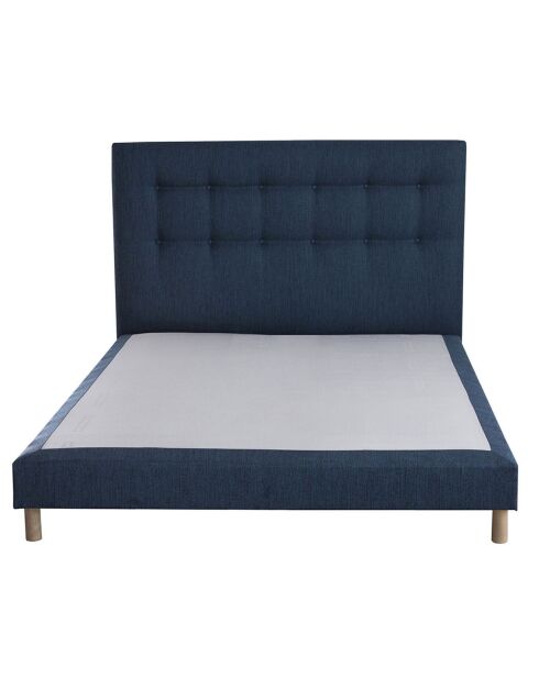 Ensemble Comète Matelas ressorts ensachés + Sommier + Tête de lit capitonnée bleu marine - 140x190 cm