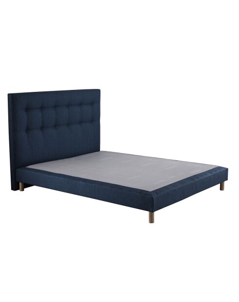 Ensemble Comète Matelas ressorts ensachés + Sommier + Tête de lit capitonnée bleu marine - 140x190 cm