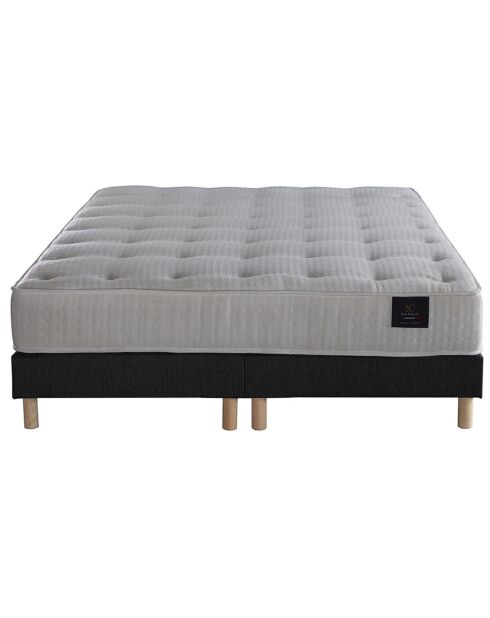 Ensemble Comète Matelas ressorts ensachés + Sommier gris anthracite - 180x200 cm