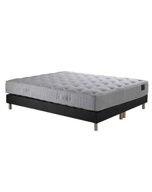 Ensemble Comète Matelas ressorts ensachés + Sommier gris anthracite - 180x200 cm