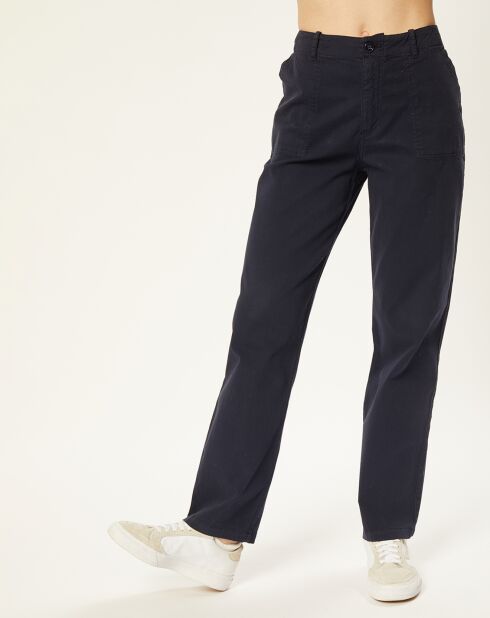 Pantalon en Coton & Lin Cora marine