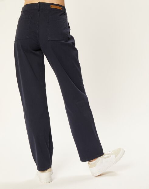 Pantalon en Coton & Lin Cora marine