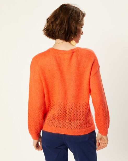 Pull en Mohair mélangé Vickie motifs ajourés airelle