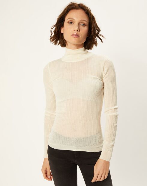 Pull très fin en Laine mélangée Prestige écru