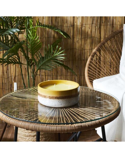 Candela in ceramica alla citronella gialla - 16,5x6,5x16,5 cm