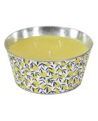 Bougie parfumée citronnelle en pot  blanc/vert/jaune - 9x20.5x20.5 cm