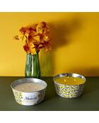 Bougie parfumée citronnelle en pot  blanc/vert/jaune - 9x20.5x20.5 cm