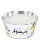 Bougie parfumée citronnelle en pot  blanc/vert/jaune - 9x20.5x20.5 cm