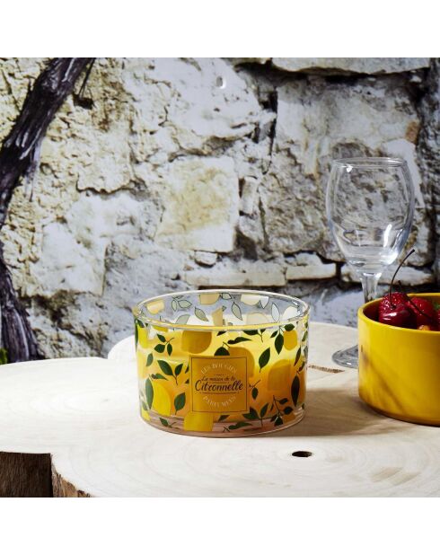 Candela alla citronella casuale gialla/verde - 13x8x13 cm