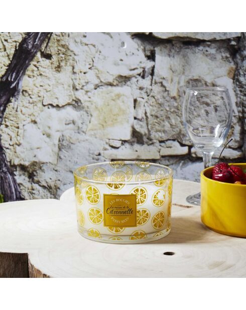 Candela alla citronella casuale gialla/verde - 13x8x13 cm