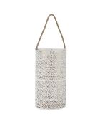 Lanterne ajourée blanc/doré - 20.5x39x20 cm
