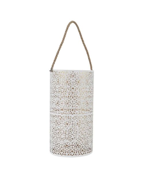 Weiß/goldene Laterne mit Lochmuster - 20,5 x 39 x 20 cm