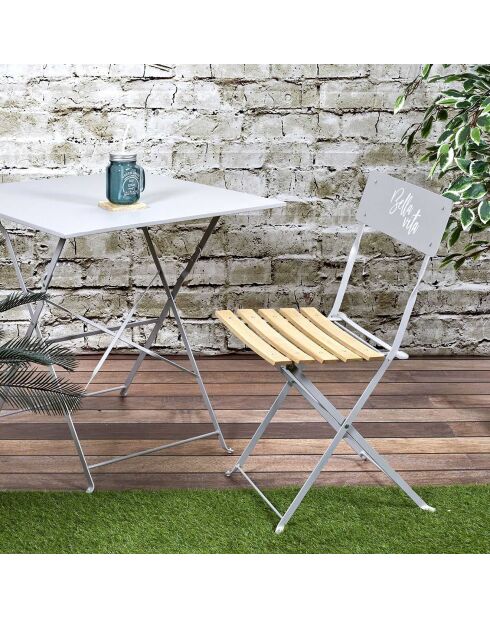 2 Chaises pliantes Bella vita grises - 42x81x48 cm