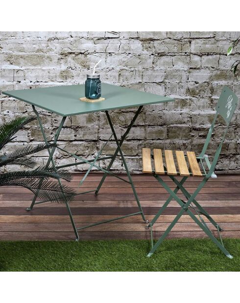 Table de repas pliante Palerme verte - 70x71x70 cm