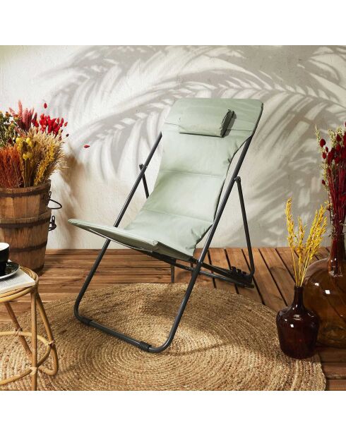 Transat pliant Corfou vert - 82x93x56 cm