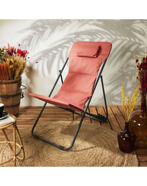 Transat pliant Corfou orange - 82x93x56 cm