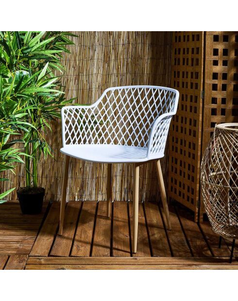 4 Fauteuils exterieur Malaga blancs - 54.1x80x62.2 cm