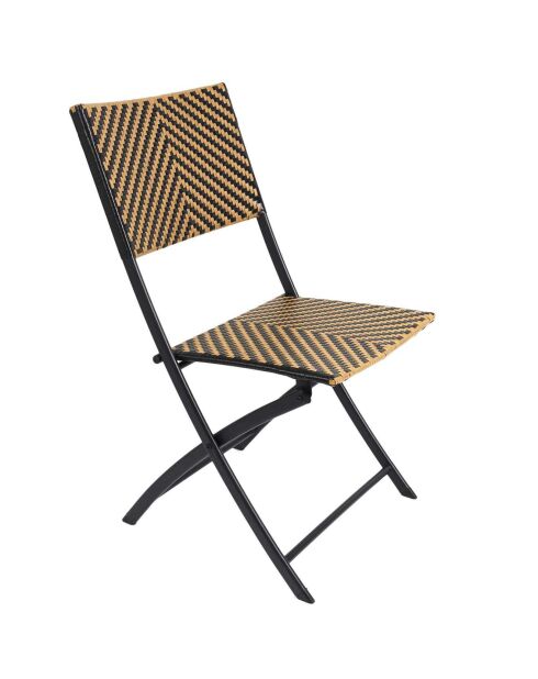 Chaise pliante tressée marron/noir - 45x82x55 cm