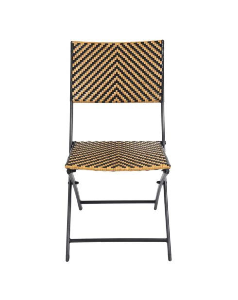 Chaise pliante tressée marron/noir - 45x82x55 cm