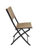 Chaise pliante tressée marron/noir - 45x82x55 cm