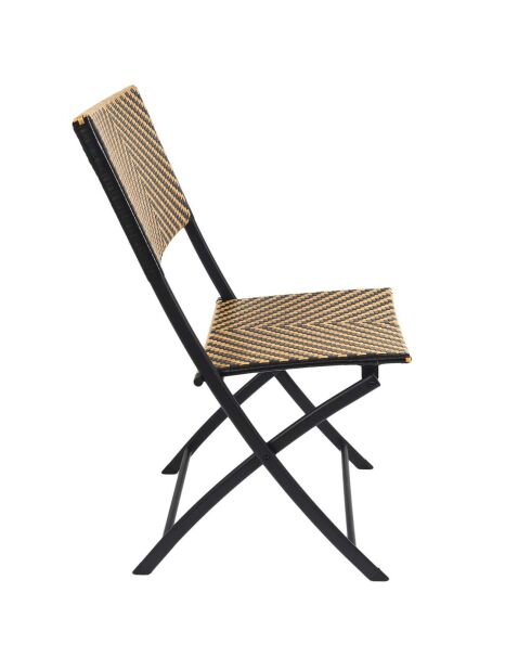 Chaise pliante tressée marron/noir - 45x82x55 cm
