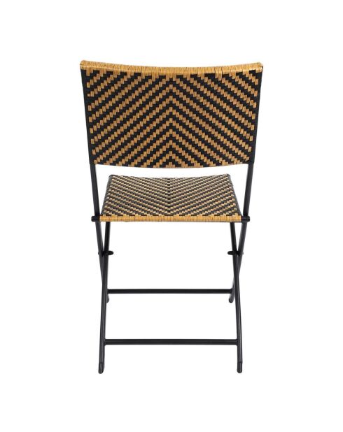 Chaise pliante tressée marron/noir - 45x82x55 cm