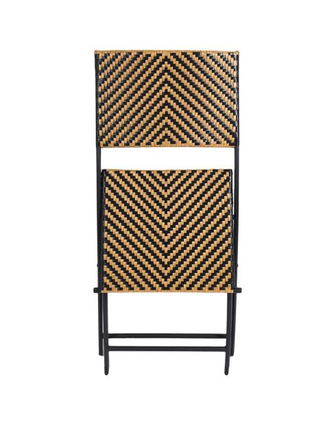 Chaise pliante tressée marron/noir - 45x82x55 cm