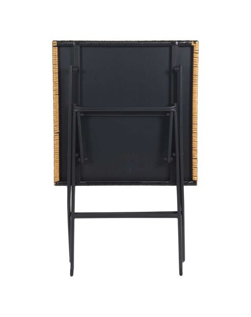 Table pliante tressée marron/noir - 60x72x60 cm