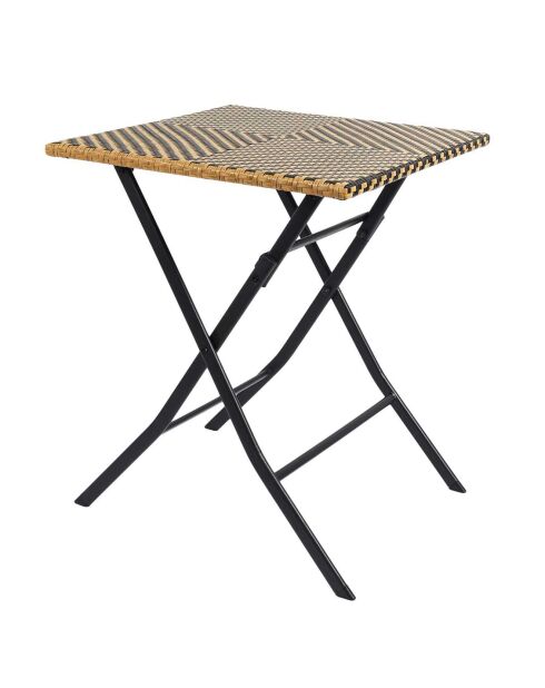 Table pliante tressée marron/noir - 60x72x60 cm