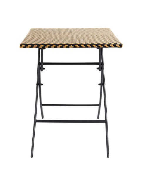 Table pliante tressée marron/noir - 60x72x60 cm