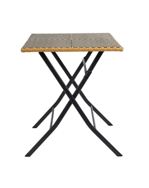 Table pliante tressée marron/noir - 60x72x60 cm