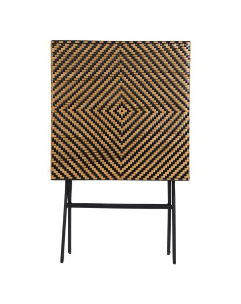 Table pliante tressée marron/noir - 60x72x60 cm