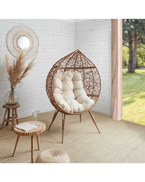 Fauteuil oeuf marron/blanc - 100x150x65 cm