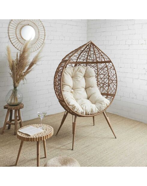 Fauteuil oeuf marron/blanc - 100x150x65 cm