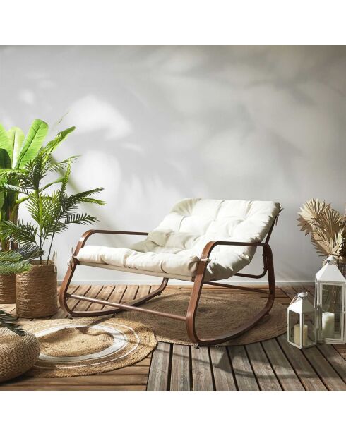 Sedia a dondolo Miami beige/marrone - 92x69x130 cm